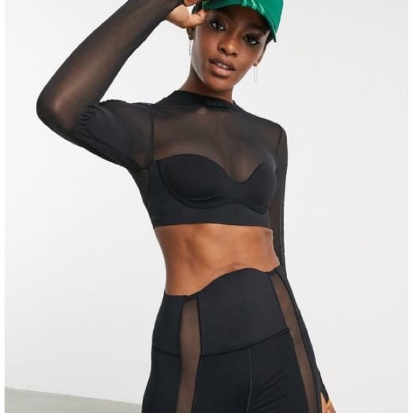 ADIDAS X IVY PARK Beyoncé Sheer Mesh Panel Leggings Black Small XS - Picture 5 of 7
